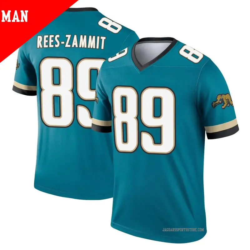 Men's ＃89 Louis Rees-Zammit Jacksonville Jaguars Legend Teal Prowler Throwback Jersey