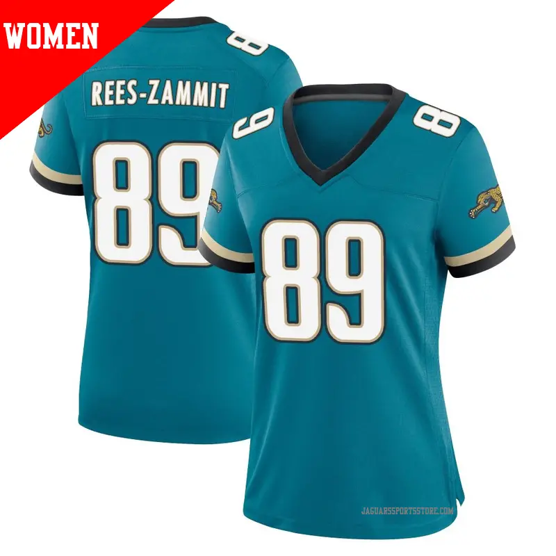 Women's ＃89 Louis Rees-Zammit Jacksonville Jaguars Game Teal Prowler Throwback Jersey