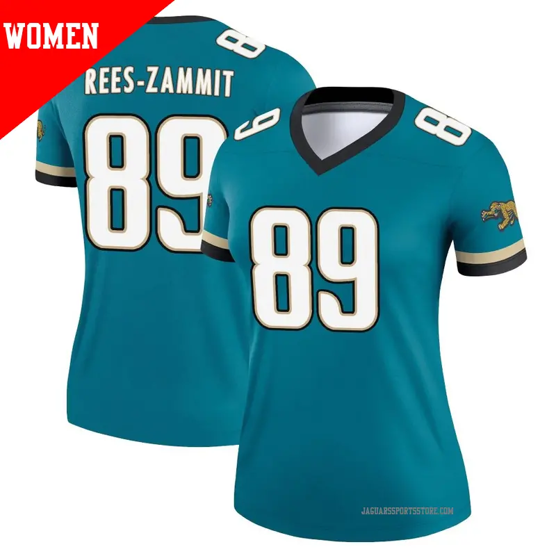 Women's ＃89 Louis Rees-Zammit Jacksonville Jaguars Legend Teal Prowler Throwback Jersey