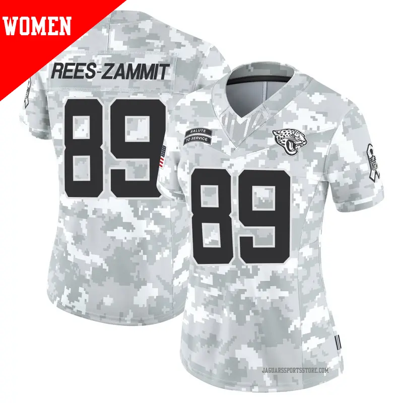 Women's ＃89 Louis Rees-Zammit Jacksonville Jaguars Limited Arctic Camo 2024 Salute to Service Jersey